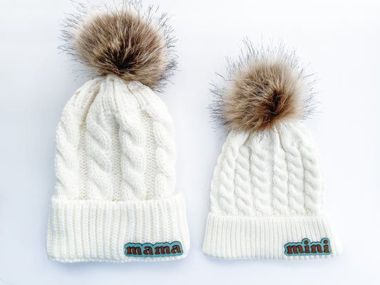 Mama & Mini Two tone patch beanie